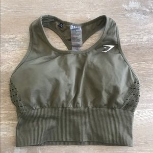 Gymshark Energy Seamless Crop Vest - Khaki